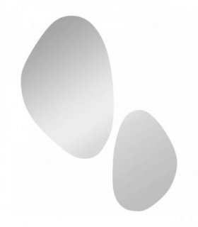 HOMCOM Set of 2 Pebble-Shaped Wall Mirror - Gold Tone