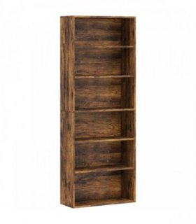 HOMCOM Six Shelf Bookcase - Rustic Brown