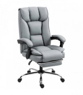 HOMCOM 155° Reclining Faux Leather Swivel Office Chair -Black