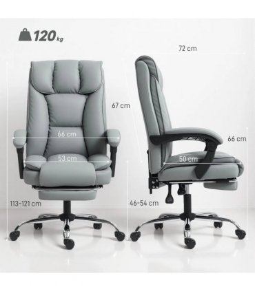 HOMCOM 155° Reclining Faux Leather Swivel Office Chair -Black