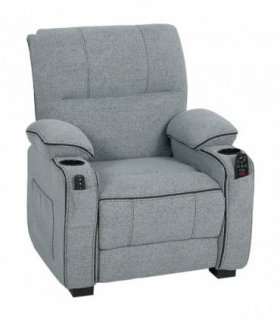 HOMCOM Electric Massage Recliner Armchair with Vibration, Heat, Whisper-Quiet Motor, Memory Function, Velvet Power Reclining Chair with Spring Pack, USB Port, Footrest, Side Pockets, Cup Holders, Grey