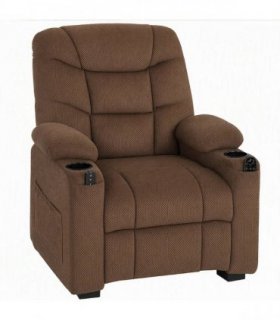HOMCOM Electric Massage Recliner Armchair with Vibration, Heat, Whisper-Quiet Motor, Memory Function, Fleece Power Reclining Chair with Spring Pack, USB Port, Footrest, Side Pocket, Brown