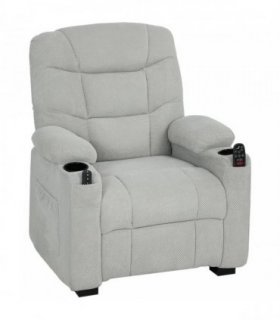HOMCOM Electric Massage Recliner Armchair with Vibration, Heat, Whisper-Quiet Motor, Memory Function, Fleece Power Reclining Chair with Spring Pack, USB Port, Footrest, Side Pocket, Grey
