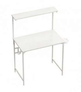 HOMCOM Computer Desk, 80cm Home Office Study Table with Hutch Shelf, Cup Holder, Headphone Hook, White