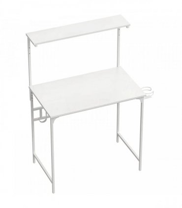 HOMCOM Computer Desk, 80cm Home Office Study Table with Hutch Shelf, Cup Holder, Headphone Hook, White