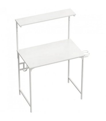HOMCOM Computer Desk, 80cm Home Office Study Table with Hutch Shelf, Cup Holder, Headphone Hook, White
