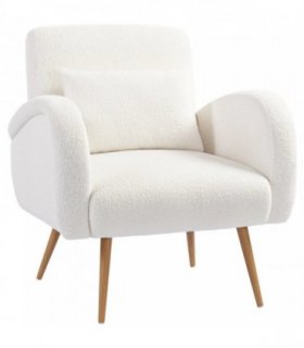 HOMCOM Teddy Fleece Accent Chair - Cream White