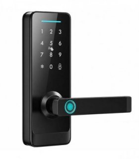 HOMCOM Smart Door Lock, 5-in-1 (Fingerprint/Passcode/Bluetooth APP/NFC Card/Key), Built-in Doorbell, Keyless Electronic Lock