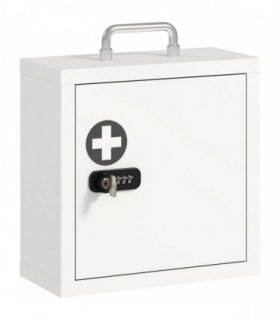 HOMCOM Wall Mount Medicine Cabinet with Combination and Key Lock, 2 Tier Stainless Steel First Aid Cabinet, White