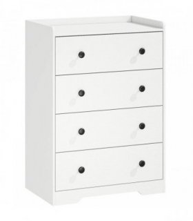 HOMCOM 4 Drawer Chest of Drawers, Modern Dresser for Bedroom, Storage Cabinet for Living Room Entryway, White Wood Effect