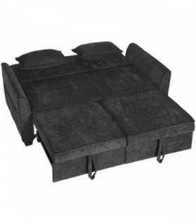 HOMCOM 2 Seater Sofa Bed, 4-in-1 L-Shaped Convertible Pull-Out Sleeper Sofa with Adjustable Backrest and Side Pockets, Black