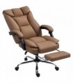 HOMCOM 155° Reclining Faux Leather Swivel Office Chair - Brown
