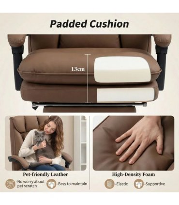 HOMCOM 155° Reclining Faux Leather Swivel Office Chair - Brown