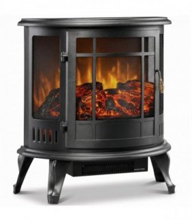 HOMCOM Electric Fireplace Stove, Freestanding Electric Fire Heater with Realistic LED Flame, 2000W, Black