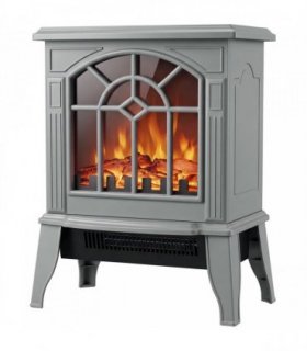 HOMCOM Freestanding Electric Fireplace, Electric Log Burner w/ LED Flame Effect, Overheating Safety System, 1000W/2000W, Grey