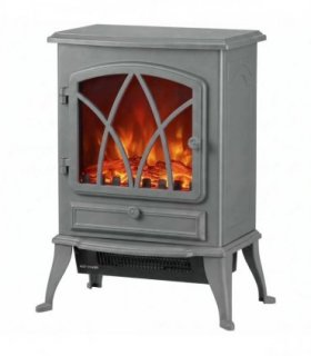 HOMCOM 1kW-2kW Vintage Electric Fireplace Heater - Grey