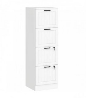 HOMCOM 4 Drawer Filing Cabinet with Lock, Office Storage Cabinet with Adjustable Hanging Bars for A4 Letter Size Files, White