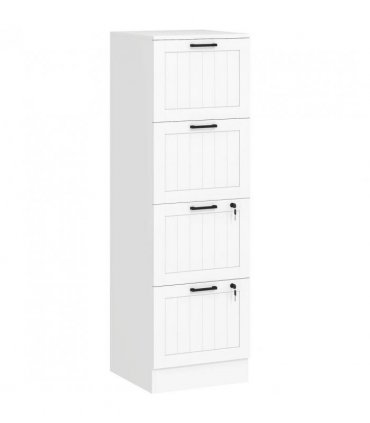 HOMCOM 4 Drawer Filing Cabinet with Lock, Office Storage Cabinet with Adjustable Hanging Bars for A4 Letter Size Files, White