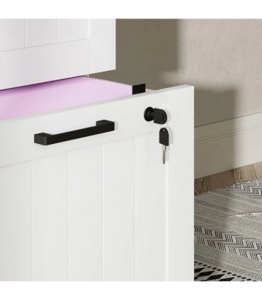 HOMCOM 4 Drawer Filing Cabinet with Lock, Office Storage Cabinet with Adjustable Hanging Bars for A4 Letter Size Files, White