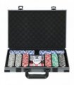 SPORTNOW 400-Piece Poker Chips Set with Lightweight ABS Case, Casino Texas Holdem Poker Set with Mat, 11.5g Numbered Poker Chips, Two Decks of Cards, Dealer, Five Dices, Grey