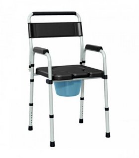 HOMCOM Commode Chair for Elderly with Arms and Back, Lightweight Non-Slip Commode w/ Removable Bucket, Height Adjustable, Black