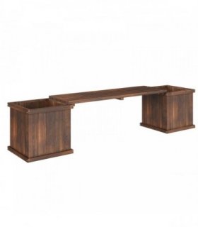 Outsunny Wooden Garden Planter & Bench Combination Garden Raised Bed Patio Park Carbonised Finish 176 x 38 x 40 cm