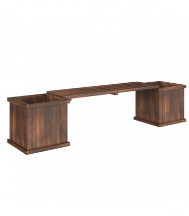 Outsunny Wooden Garden Planter & Bench Combination Garden Raised Bed Patio Park Carbonised Finish 176 x 38 x 40 cm