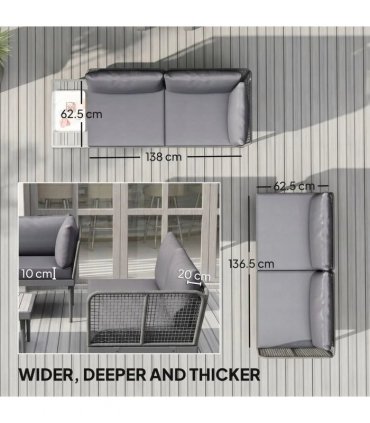 Outsunny Thee-Piece 'L' Rattan Sofa Set - Grey