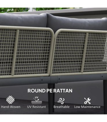 Outsunny Thee-Piece 'L' Rattan Sofa Set - Grey