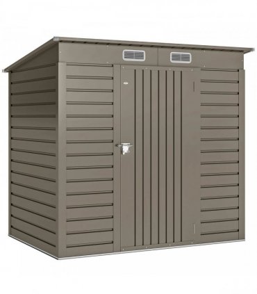 Outsunny 4 x 6ft Galvanised Metal Garden Shed, with Locking Door - Grey