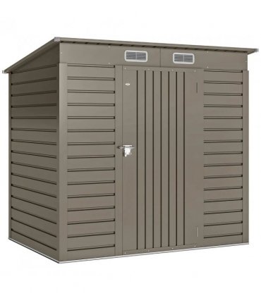 Outsunny 4 x 6ft Galvanised Metal Garden Shed, with Locking Door - Grey