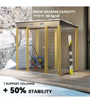Outsunny 4 x 6ft Galvanised Metal Garden Shed, with Locking Door - Grey