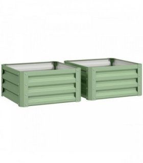 Outsunny Set of Two 60 x 60cm Steel Planter Boxes - Light Green