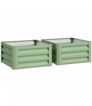 Outsunny Set of Two 60 x 60cm Steel Planter Boxes - Light Green