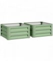 Outsunny Set of Two 60 x 60cm Steel Planter Boxes - Light Green