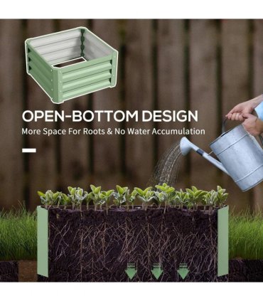 Outsunny Set of Two 60 x 60cm Steel Planter Boxes - Light Green