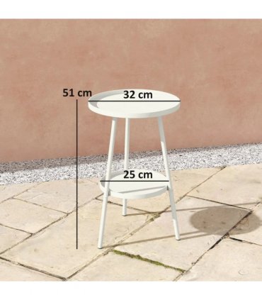 Outsunny Two-Tier Metal Garden Table - White