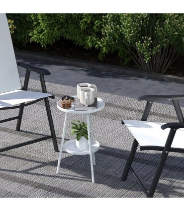 Outsunny Two-Tier Metal Garden Table - White