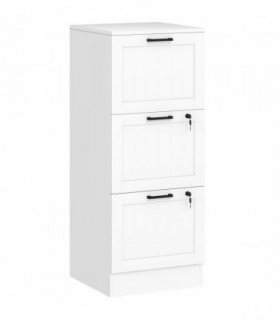 HOMCOM 3 Drawer Filing Cabinet with Lock, Office Storage Cabinet with Adjustable Hanging Bars for A4 Letter Size Files, White