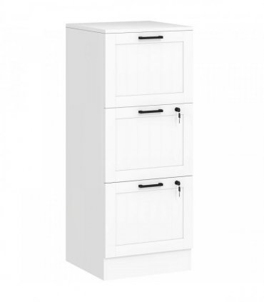 HOMCOM 3 Drawer Filing Cabinet with Lock, Office Storage Cabinet with Adjustable Hanging Bars for A4 Letter Size Files, White