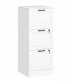 HOMCOM 3 Drawer Filing Cabinet with Lock, Office Storage Cabinet with Adjustable Hanging Bars for A4 Letter Size Files, White