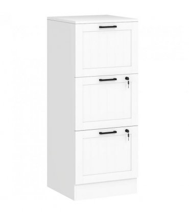 HOMCOM 3 Drawer Filing Cabinet with Lock, Office Storage Cabinet with Adjustable Hanging Bars for A4 Letter Size Files, White