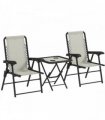 Outsunny Three-Piece Garden Table and Chair Set - Cream White