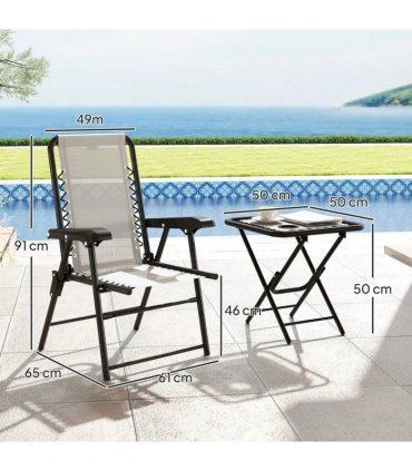 Outsunny Three-Piece Garden Table and Chair Set - Cream White