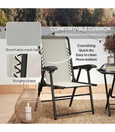 Outsunny Three-Piece Garden Table and Chair Set - Cream White