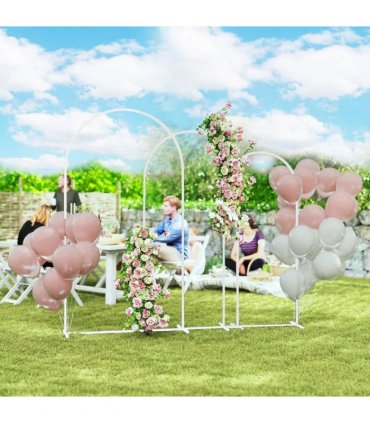 Outsunny Wedding Arch Frame Set, Metal Balloon Arch Stand Set, Balloon Arch Stand Set for Birthday Party, 2.2, 2, 1.8 m White