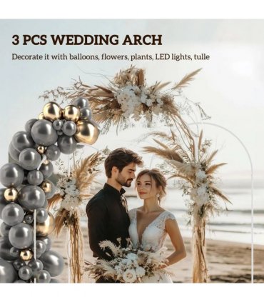 Outsunny Wedding Arch Frame Set, Metal Balloon Arch Stand Set, Balloon Arch Stand Set for Birthday Party, 2.2, 2, 1.8 m White