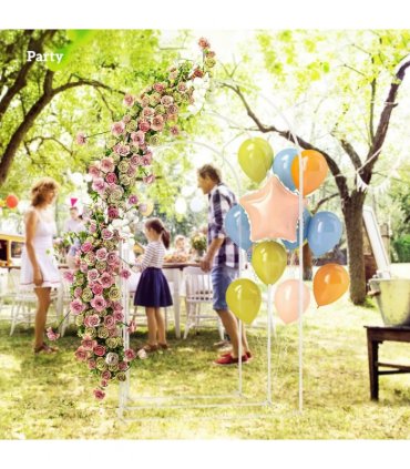Outsunny Wedding Arch Frame Set, Metal Balloon Arch Stand Set, Balloon Arch Stand Set for Birthday Party, 2.2, 2, 1.8 m White