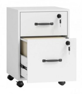 HOMCOM Rolling File Cabinet with 2 Drawers, Mobile Filing Cabinet with Hanging File Folder for Letter Sized Documents, White