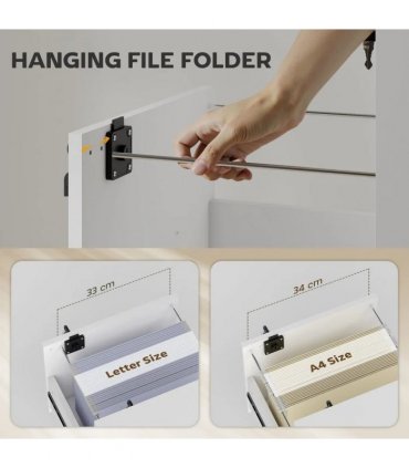 HOMCOM Rolling File Cabinet with 2 Drawers, Mobile Filing Cabinet with Hanging File Folder for Letter Sized Documents, White